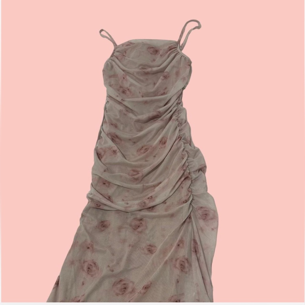 Soft pink floral bodycon dress; has never been worn.